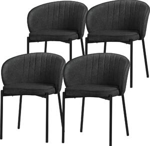 ML-Design zestaw 4 krzese do jadalni antracytowe krzesa kuchenne z obiciem z tkaniny metalowe nogi oparcie krzesa do salonu tapicerowane krzesa do jadalni i kuchni
