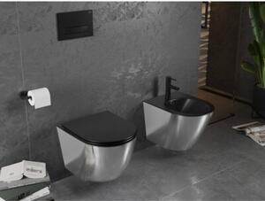 Mexen Lena miska wc Rimless z deską wolnoopadającą slim, duroplast, czarna mat/srebrna - 30224074