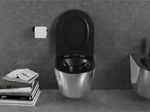 Mexen Lena miska wc Rimless z deską wolnoopadającą slim, duroplast, czarna mat/srebrna - 30224074
