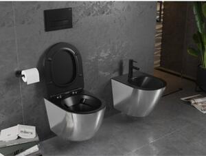 Mexen Lena miska wc Rimless z deską wolnoopadającą slim, duroplast, czarna mat/srebrna - 30224074