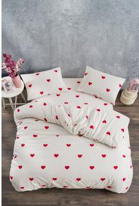 Kremowa pościel dwuosobowa z bawełny renforcé z prześcieradłem 4-częściowa 200x220 cm Mini Hearts – Mila Home
