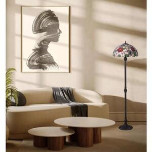 Lampa stojąca podłogowa witrażowa kwiaty i motyle 2xE27 20W BUTTERFLY K-F161386 Kaja