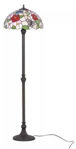 Lampa stojąca podłogowa witrażowa kwiaty i motyle 2xE27 20W BUTTERFLY K-F161386 Kaja