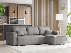 Rozkładana narożna sofa SMART COSARO jasno-szara, dwustronna + 2 poduszki GRATIS
