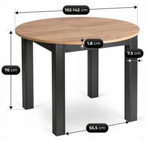 Zestaw Stół Okrągły HARRY 102-142 cm i 6 Krzeseł Tapicerowanych PERU