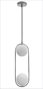 Srebrna industrialna lampa wisząca z dwoma kloszami - M081 M1-D10