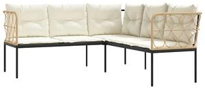 Narożna sofa ogrodowa z białymi poduszkami M4-W59