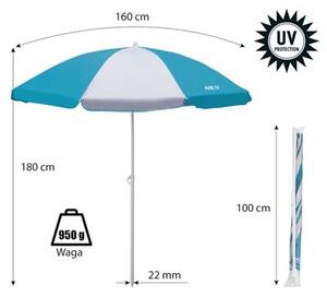 Parasol plażowy NILS CAMP NC7813 180 cm Turkusowo-biały