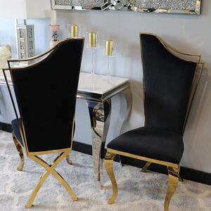 Krzesło glamour Queen Gold Black - złote krzesło tapicerowane czarne