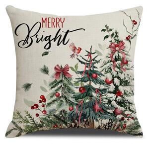 Świąteczna poszewka na poduszkę HOLLY CHARM 45x45 cm, beżowa
