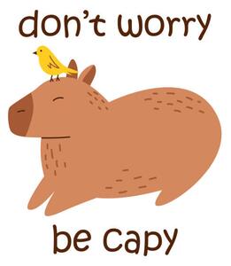 Ilustracja Vector funny capybara with text dont, Ulyana Moskalchuk