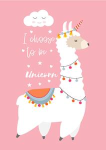 Ilustracja Cute Llama Alpaca with unicorn horn, undefined undefined