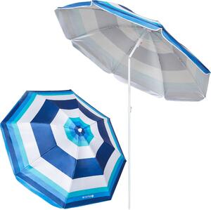 Parasol ogrodowy skadany plaowy 180 cm idealny na balkon paski biao-niebieskie