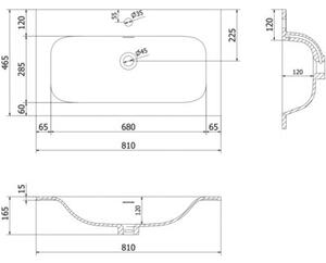 Mexen Vela umywalka wpuszczana w blat 81 x 46,5 cm, biała mat - 25238001