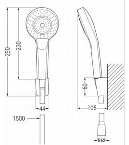 Mexen Fabia R05 bateria wannowa z zestawem prysznicowym, czarna - 74653R05-70
