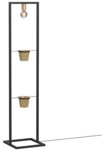 Lampa stojąca podłogowa czarna 2 złote kwietniki 1xE27 15W Flores Luminex