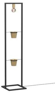 Lampa stojąca podłogowa czarna 2 złote kwietniki 1xE27 15W Flores Luminex