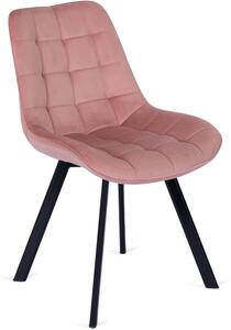 Krzesło Tapicerowane do Salonu RICK Różowe Welurowe Nowoczesne Loft
