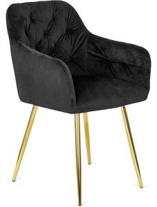 Krzesło Tapicerowane do Salonu RAYA Czarne Welurowe Nowoczesne Glamour