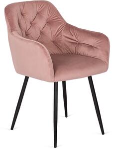 Krzesło Tapicerowane do Salonu VIKI Różowe Welurowe Nowoczesne Loft