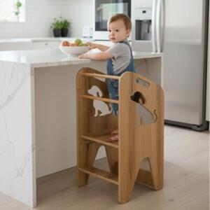Pomocnik kuchenny dla dzieci regulowany Kitchen Helper MDF drewno +kolorowanka