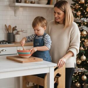 Pomocnik kuchenny dla dzieci regulowany Kitchen Helper MDF drewno +kolorowanka