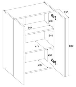 Szafka Łazienkowa Wisząca STIVMEBLE 60cm Słupek Łazienkowy Szafka Czarny Mat 60x30x80 cm