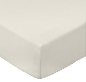 Beżowe prześcieradło z perkalu bawełnianego z gumką 185x200 cm Cotton Percale – Bianca