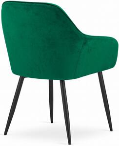 Komplet 2 zielonych krzeseł welurowych z podłokietnikami - Antal
