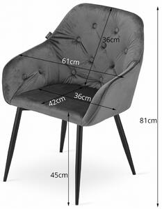 Zestaw 2 beżowych krzeseł pikowanych z podłokietnikami - Antal