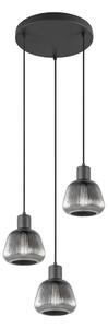 Czarna lampa wisząca ze szklanym kloszem ø 37 cm Tarifa – Trio