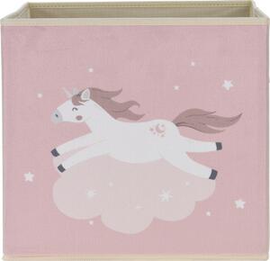 Dziecięce pudełko tekstylne Unicorn dream różowy, 32 x 32 x 30 cm