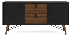Czarna komoda w dekorze orzecha 150x72x40 cm Ry – Tvilum