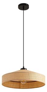 Lampa Wisząca Lindby, Haldor, ściemnialny, beżowy, salon, drewno, skandynawski