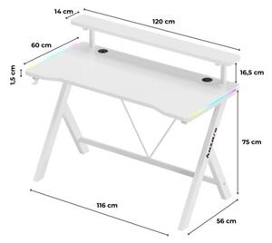 Biurko gamingowe HUZARO Hero 1.9 RGB Biały