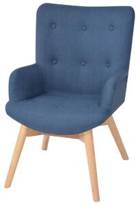Fotel z podnóżkiem, niebieski, tkanina