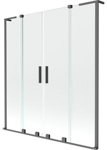 Mexen Velar L Duo parawan nawannowy 2-skrzydłowy rozsuwany 150 x 150 cm, transparent, gun metal - 896-150-003-02-95