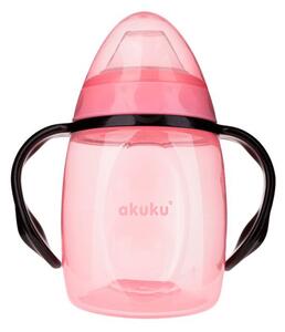 Kubek niekapek pochyły z miekkim ustnikiem Akuku 280 ml różowy