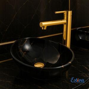 Umywalka nablatowa Estiva ROSTA Marmo Black Gold marmur czarna złote żyłki 34x27x12 cm 1 szt