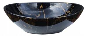 Umywalka nablatowa Estiva ROSTA Marmo Black Gold marmur czarna złote żyłki 34x27x12 cm 1 szt
