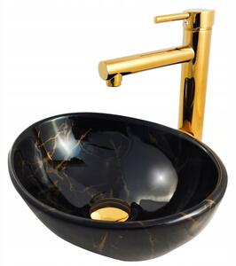 Umywalka nablatowa Estiva ROSTA Marmo Black Gold marmur czarna złote żyłki 34x27x12 cm 1 szt