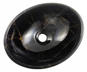 Umywalka nablatowa Estiva ROSTA Marmo Black Gold marmur czarna złote żyłki 34x27x12 cm 1 szt