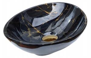 Umywalka nablatowa Estiva ROSTA Marmo Black Gold marmur czarna złote żyłki 34x27x12 cm 1 szt