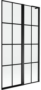 Mexen Mist L parawan nawannowy 2-skrzydłowy prawy 100 x 150 cm, czarna kratka, czarny - 8A9L-100-011-70-77-P