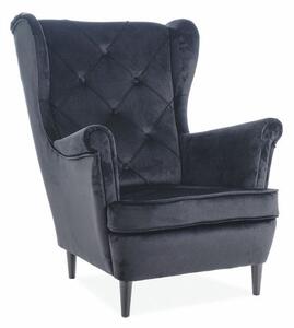 Fotel uszak LADY VELVET czarny