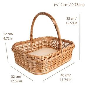Wiklinowa Taca z Uchwytami | CREATIVE HOME | Prostokątna 40x32cm | Naturalny