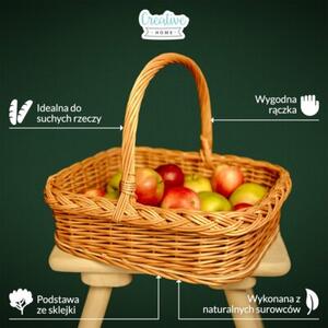 Wiklinowa Taca z Uchwytami | CREATIVE HOME | Prostokątna 40x32cm | Naturalny