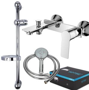 SOTBE NEA nowoczesna bateria wannowa ścienna +drążek prysznicowy 60 cm