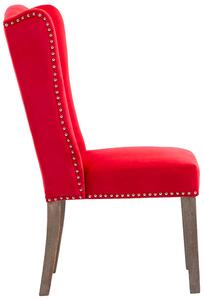 Czerwone aksamitne pikowane krzesło do jadalni - Oksana