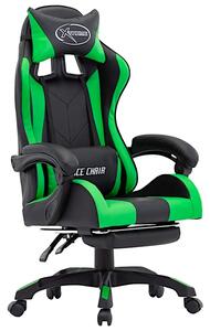 Czarno-zielony fotel gamingowy z podnóżkiem - Caragese 3X